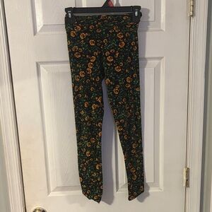 LuLaRoe Kids Leggings - Black and Orange Floral